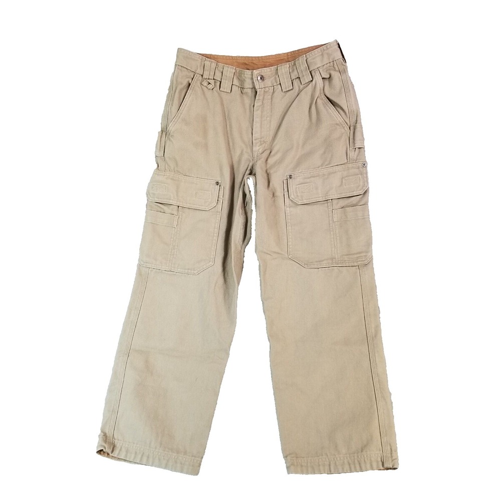 Duluth Trading Co cargo pants men's 32x27 khaki tan beige heavy duty outdoor